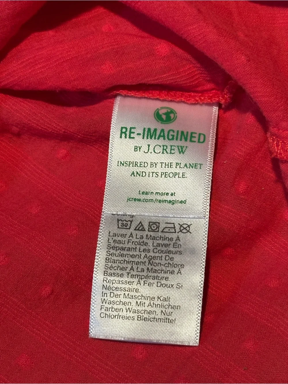 J. Crew Coral-Red V-Neck Peasant Blouse